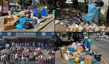 İzmir Buca'da işçiler 6 gündür iş bırakma eyleminde! Grev sebebiyle oluşan çöp yığınları tepki çekiyor