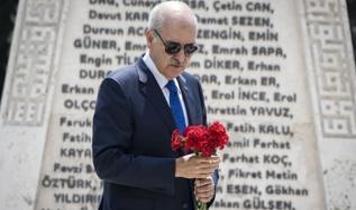 15 Temmuz hain darbe girişimi! Meclis'te bombalanan alanlara karanfil bıraktı