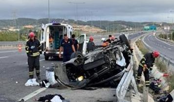 Kuzey Marmara Otoyolu'nda otomobil takla attı