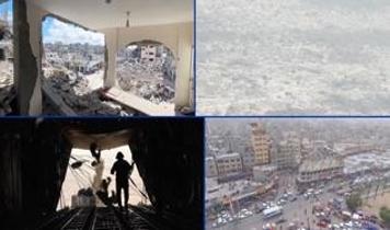 Yardım atılan uçaktan çekilen görüntü Gazze'deki yıkımı gözler önüne seriyor