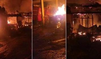 Ahırda çıkan yangın 3 ev, 2 otomobil ve 2 römorku küle çevirdi