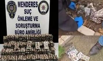 Okul çevresindeki ihbar polisi harekete geçirdi! Toprağa gömülü binlerce hap bulundu