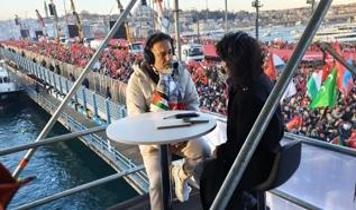 Galata Köprüsü'nde Gazze için tarihi buluşma... Murat Çiçek: Tarafımız belli olsun diye buradayız