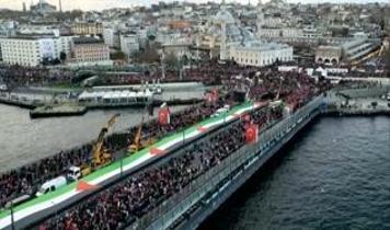 İstanbul'da büyük Gazze yürüyüşü