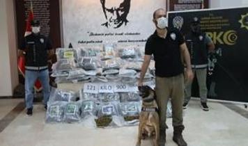 Edirne'de sınır kapısında 121 kilo skunk ele geçirildi