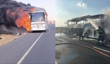 Yolcu otobüsünde dehşet anları: Sürücünün dikkati faciadan döndürdü