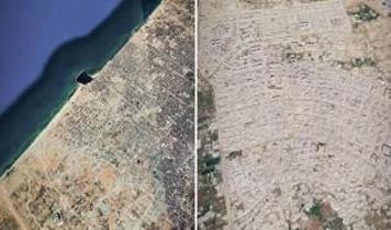 Katil İsrail'in Gazze'deki ağır tahribatı uydu görüntülerine yansıdı