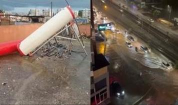 Adana'da sağanak ve fırtına caddeleri göle çevirdi