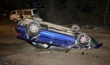 Karabük'te devrilen otomobilin sürücüsü yaralandı