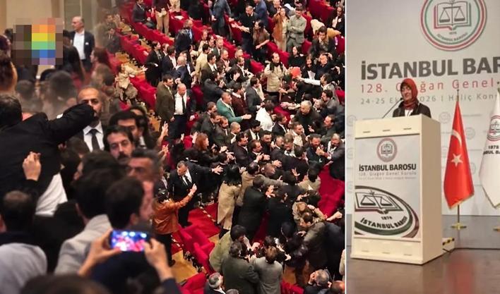 Sapkın zihniyetleri sadece taşkınlığa basıyor! Baro Genel Kurulu'nda paçavra ile LGBT provokasyonu